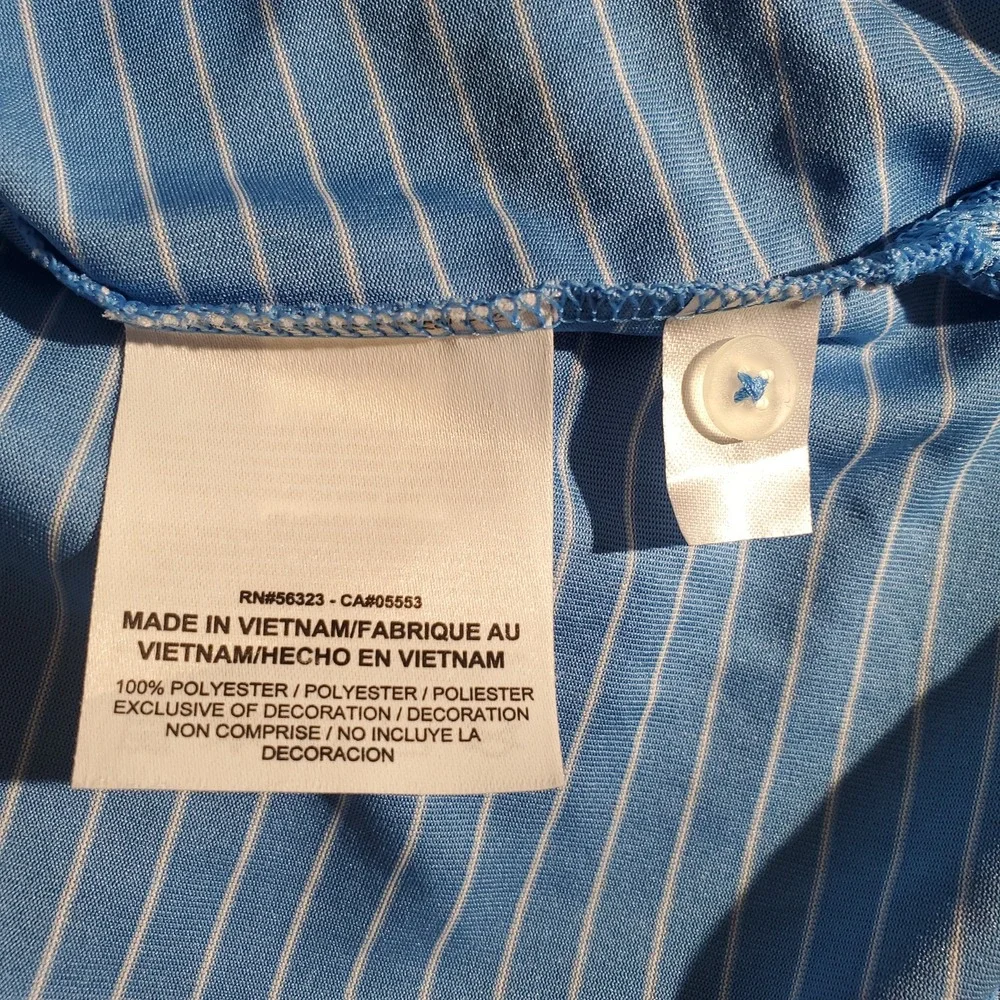 Nike Golf Polo Shirt Womens Large Blue Stripe Dri‎ Fit PGA Grand Slam Bermuda